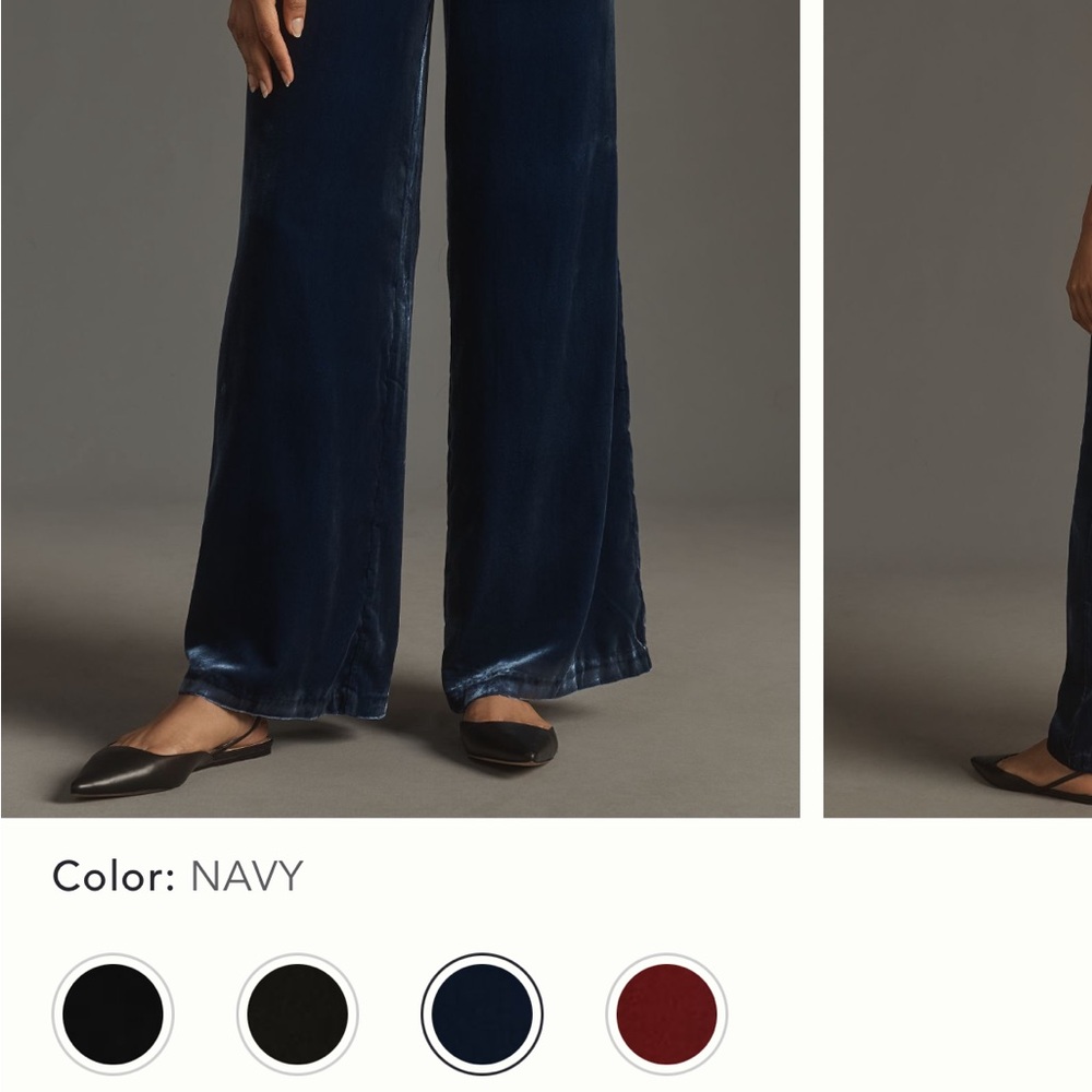 Anthropologie Blue Velvet Wide Leg Pants - Picture 6 of 7